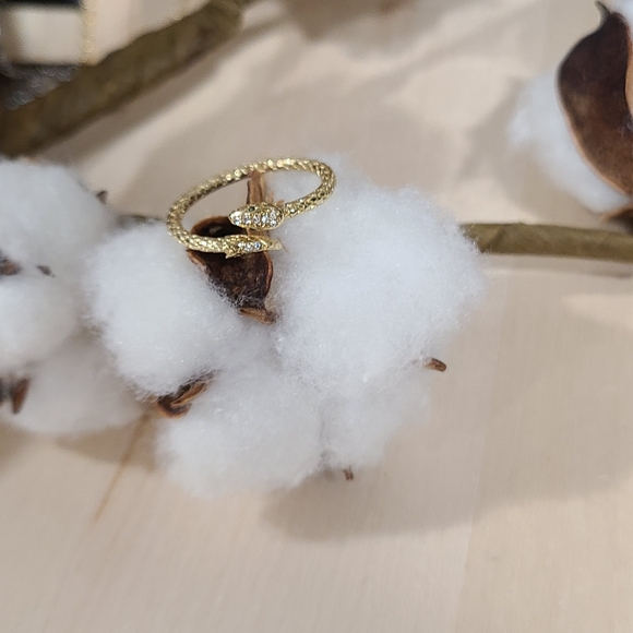 ππNEWππ LUXURIOUS!! Adjustable Snake Ring with Tiny CZ'S in GOLD Plating - Picture 11 of 13